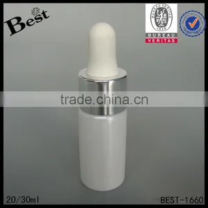 Cosmetic Packaging Hot Products 20 ml 30 ml Glass Dropper Bottle White Essential Oil Bottle Silver Aluminum Dropper White Rubber thumbnail-1