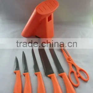 7 IN 1 KITCHEN KINFE SET W/COLORFUL HANDLE AND STANDER thumbnail-1