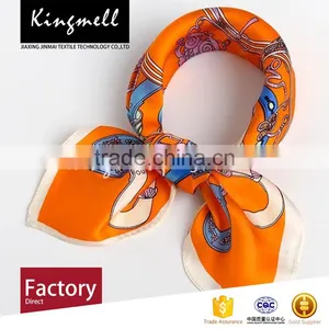 Custom High Quality Printed Silk Satin Square Scarf Lady Scarf thumbnail-2