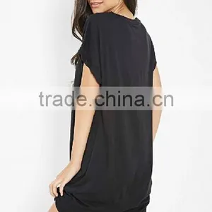 Cheapsale Summer Printed Ladies Loose Solid Black Color Casual Evening Dress Jersey China Supplier thumbnail-2