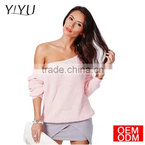 2017 New Fashion Style Women Sweater Full Sleeve Solid Sweater Off Shoulder Design Pullover Sweaters thumbnail-1