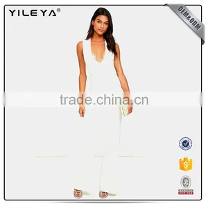 2017 New Style Sexy Jumpsuit Lady Long Romper Backless Halter White Romper Jumpsuits thumbnail-3