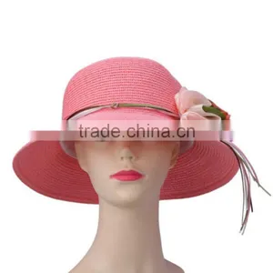 Flower Wide Brim Cloche Fedora Bowler Straw Hat Summer Spring Sun Cap thumbnail-1