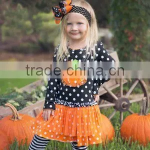 Fall Pumpkin Embroidery Halloween Girls Clothin thumbnail-3