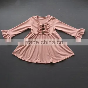 Wholesale Little Girls Frock Design Cotton Dress Long Icing Ruffle Sleeves Fall Clothes For Kids thumbnail-4