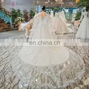 Gt902 2017 Luxury High Quality Cape White Muslim Lace Bridal Gown Muslim Wedding Dress thumbnail-6