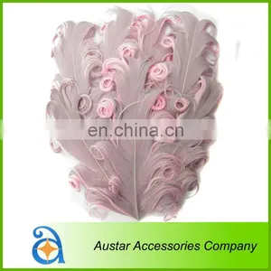 HOT SELL! Grey / Pink Nagorie Curly Goose Feather Pads,Curled Feather Pads for Headband thumbnail-1