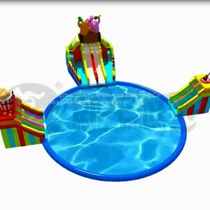Custom Large Adult Size Inflatable Water Slide With Pool for Sale thumbnail-1