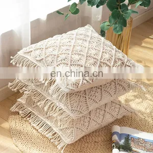 Bohemian Home Decorative Hand Crocheted Pillow Case Handmade Macrame Pillow Cushion Cover thumbnail-2