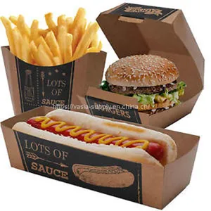 Custom Disposable Kraft Paper Packaging Fast Food Takeout To Go Hamburger Hot Dog Fried Chicken Food Box thumbnail-1
