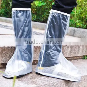Black Upper White Transparent PVC Rain Shoe Covers Without Logo thumbnail-2
