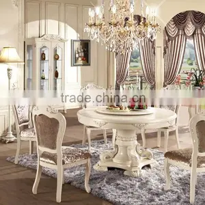Hot Sale Hight Quality 6 Seater Wooden Dining Table Set Antique Dining Table in Wihite thumbnail-1