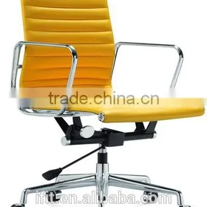 New Product Yellow Leather Office Chair No Swivel/Swivel Office Chair No Wheels thumbnail-1