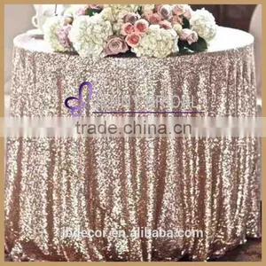SQN#24 Wholesale 132" Round Champagne Rose Gold Sequin Table Cloth Quality Choice thumbnail-1
