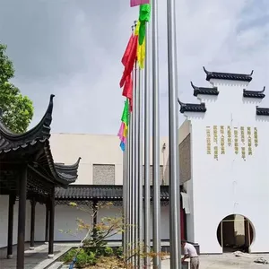 Outdoor 304/201 Stainless Steel Elevating Flagpoles for Companies, Engineering Project Departments, Schools, and Construction Sites 8-20 Meters & thumbnail-4
