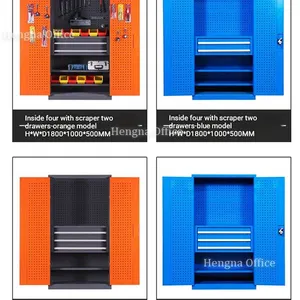 Orange Metal Workshop Storage Locker TC-W207 for 5S Lean Management With Adjustable Shelves &Parts Bins |1800mm High for Factory Assembly Line thumbnail-3