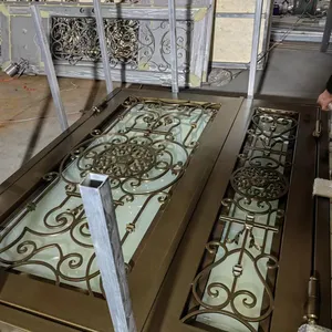 Front Double Wrought Iron Door French Doors Steel Glass Door China thumbnail-3