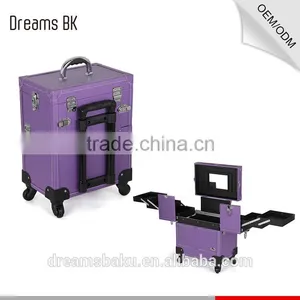 360 Degree Professional Rolling Wheels Trolley Makeup Case for Travel Cosmetic Display Case thumbnail-1