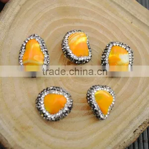 LFD-0015B Wholesale Druzy Shell Loose Bead , Pave Rhinestone Connectors Spacer Beads Jewelry Making thumbnail-2