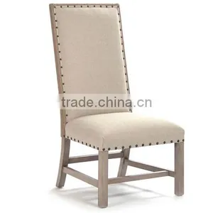 Classic Wooden Fabric Chair Armless Dining Chair With High Back thumbnail-1