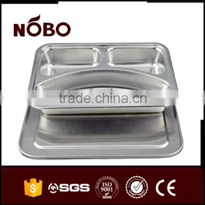 Small Size 3 Compartments Stainless Steel Square Fast Food Tray With Lid thumbnail-6