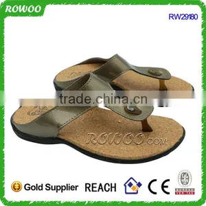 RW29180 Fashion T Straps Cork Sole Slip On Sandals thumbnail-1