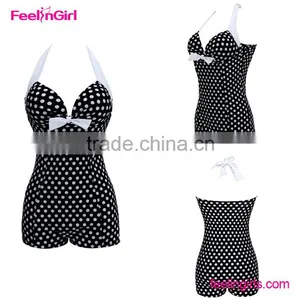 2016 Black Halter One Piece Bikini Swimwear thumbnail-1