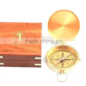 Nautical Pocket Compass- Brass Gentlemen's Compass With Rosewood Box 13427 thumbnail-4