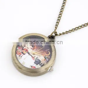 Promotion Christmas Lover Pocket Watch Pendant Necklace Fashion Design Wholesale thumbnail-1