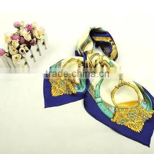 Brand Like Scarf 100% Silk Charmeuse Digital Printed Square Silk Scarves 90x90cm thumbnail-4
