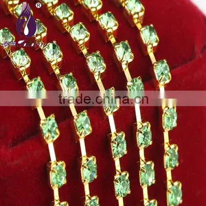 Ss22 Gold Single Row Rhinestone Cup Chain for Garment Decoration Bags Nail Art Quality Choice thumbnail-1
