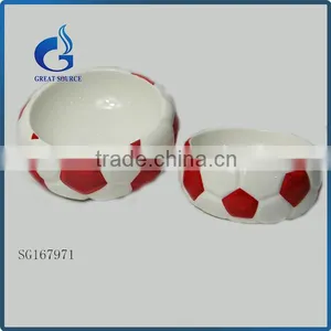 Football Shape White Ceramic Dog Bowl Pet Water Food Bowl thumbnail-1