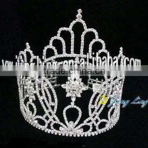 Latest Full Round Rhinestone and Crystal Pageant Crown Anf Tiara thumbnail-1