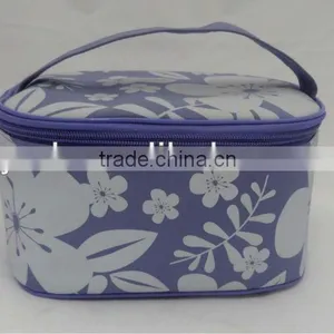 Purple Microfiber Cosmetic Case With Printed Flower Style YCD-CS-03 thumbnail-1