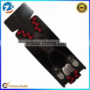 New Fashion Elastic Checker Design Kids Suspenders 4 Clips thumbnail-4