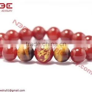 Red Natural Agate Stone Bracelets With Phoenix Bird Design thumbnail-1