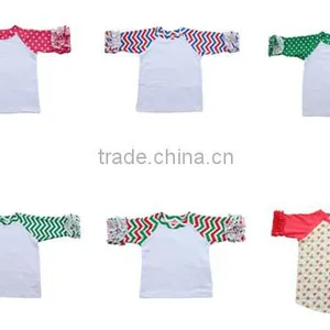 2016 Kaiyo Wholesale Infant/toddler 100% Cotton Clothing Long Sleeve Print Ruffle Raglan Baby t Shirts,baby Girls Top Design thumbnail-1