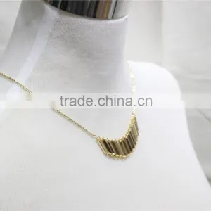 Gold Simple Pendant Necklace Goldtone Bar Connected Necklace 2016 Fashion Style Wholesale thumbnail-4