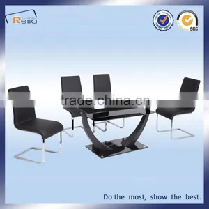 Dining Table Furniture Modern Tempered Glass Dining Table Set thumbnail-1