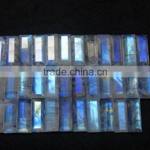 Best Quality Rainbow Moonstone Faceted Rectangular Shape 20x8mm Blue Flashy Moonstone thumbnail-1