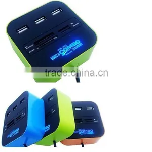 Best Selling Multi-functional Usb Hub, Combo USB 2.0 Card Reader+USB 2.0 3 Port HUB thumbnail-1