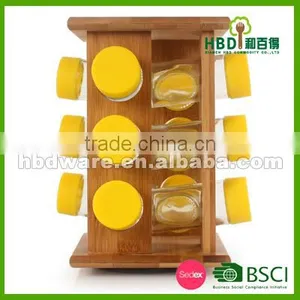 Hot Selling Glass Spice Jars With Bamboo Rack Wholesale thumbnail-2