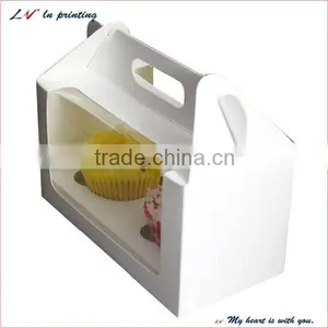 Custom Favour Take Away Folding 2 Cupcake Box/ Exclusive Unique 2 Holes Cupcake Box / Clamshell Shape Cupcake Box With Insert thumbnail-1