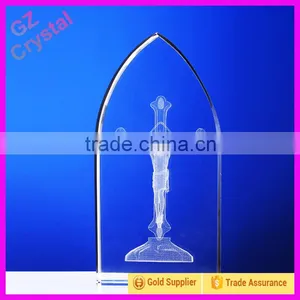 Jesus 3D Laser Engraving Crystal Cross Standing thumbnail-1