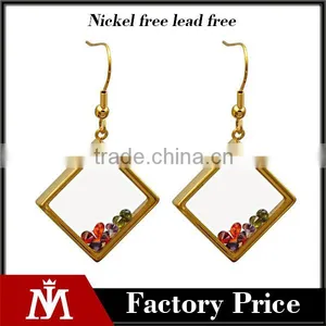 Square Locket Earrings Fashion New Design Stainles Steel Glass Restone Earrings for Women thumbnail-1