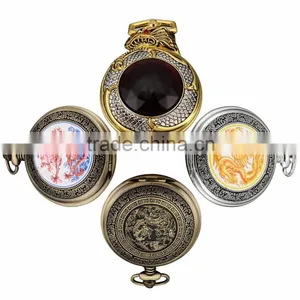 Classic Lady Necklace Chain Quartz Analog FOB Red Crystal Pocket Watch thumbnail-6
