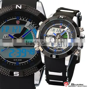 Shark Digital Day Date Blue Hands LED Mens Sports Analog Wrist Watch thumbnail-6