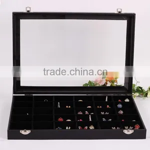 Factory Wholesale Custom High Density Board Leather Jewelry Box, Black Ring Box thumbnail-2