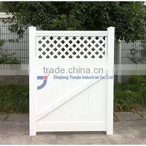 White PVC Privacy Garden Fence With Lattice thumbnail-1