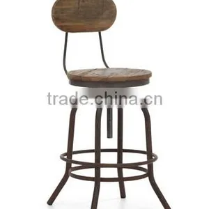 Industrial Rustic Wood Metal Counter Chair thumbnail-1